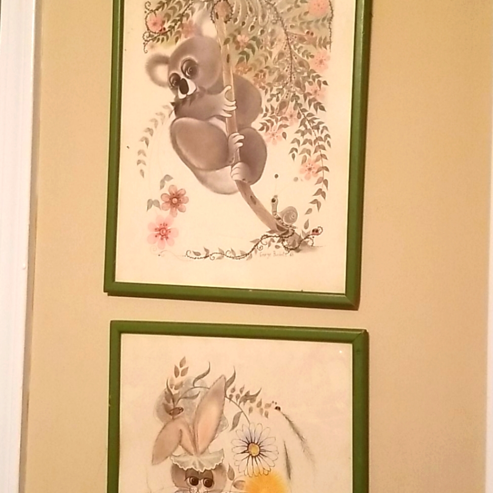 Vintage George Burkett '63 art-Set of 2